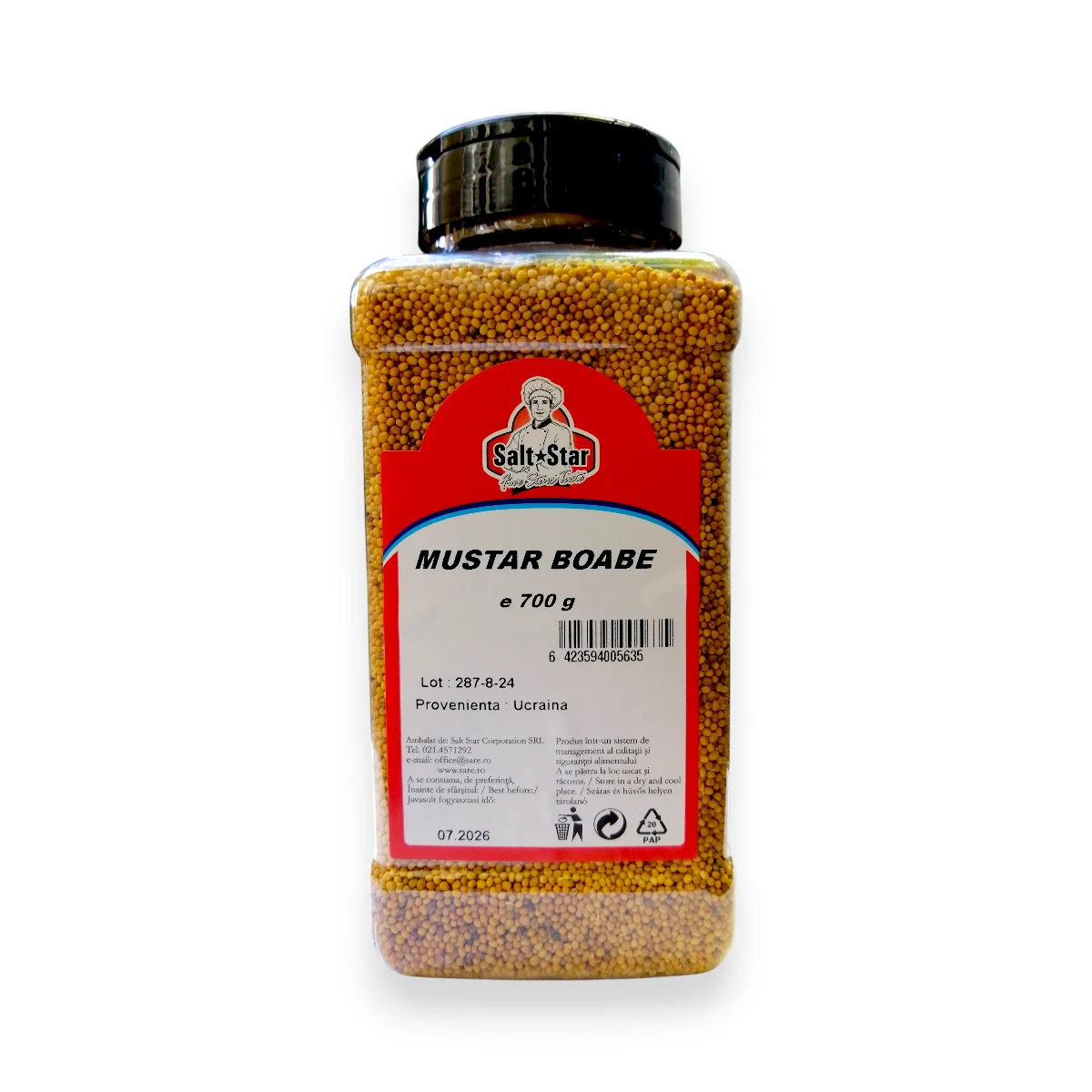 muștar boabe, borcan 700g