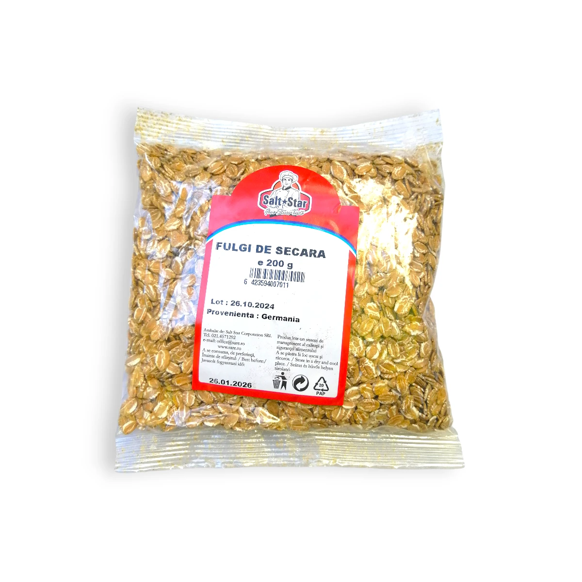 fulgi de secară, pungă 200g