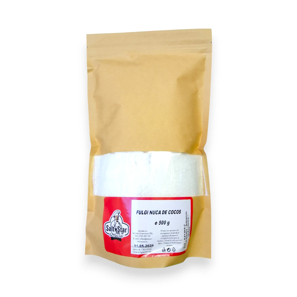 fulgi nucă de cocos, plic resigilabil 500g