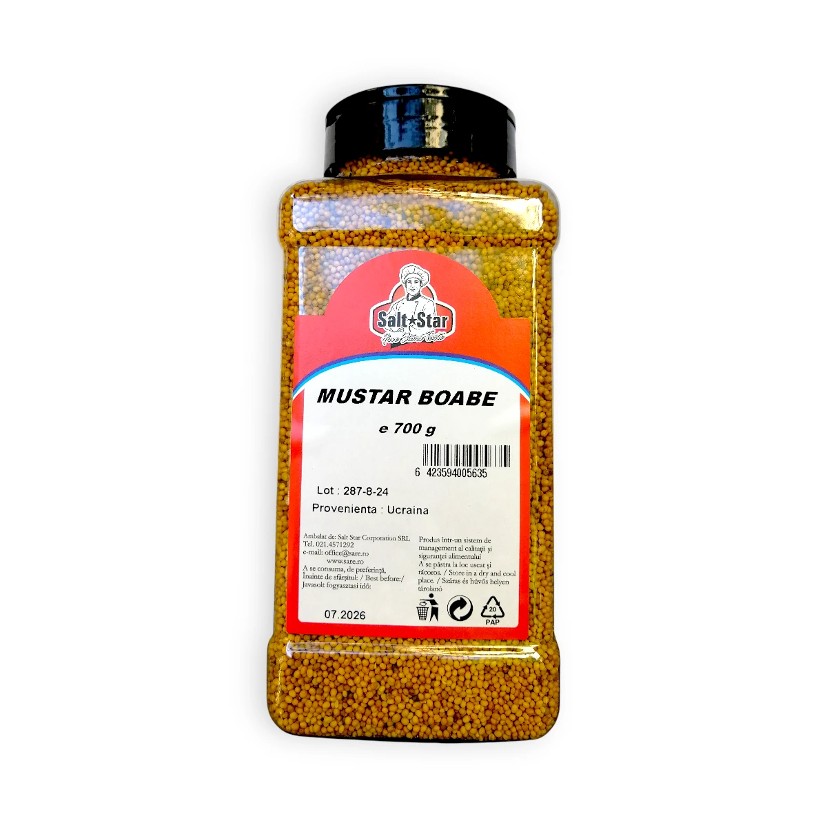 muștar boabe, borcan 700g