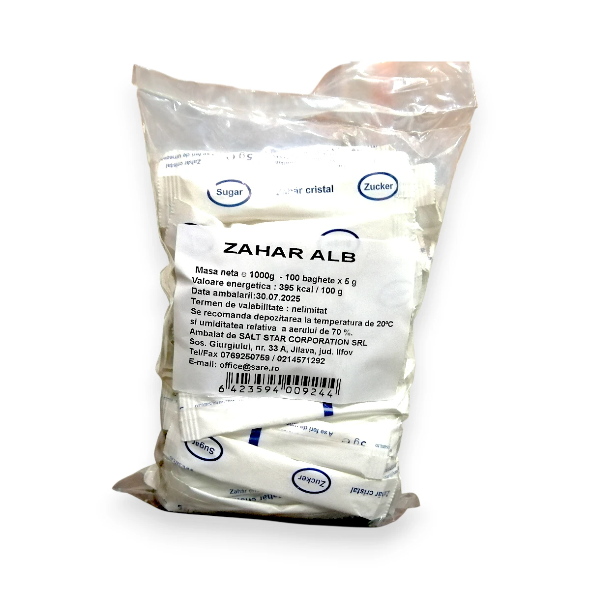 zahăr stick alb, 5g, 100 buc/pachet